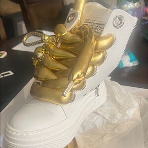 Christian Zerotre White and Gold Women's Sneakers SZ 11
